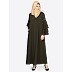 Pearl beaded abaya with Bell sleeves- Olive Green